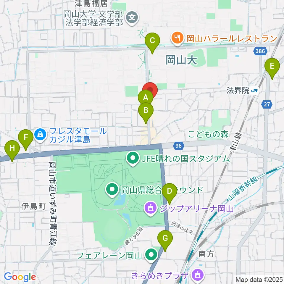 岡山ペパーランド周辺のコンビニエンスストア一覧地図