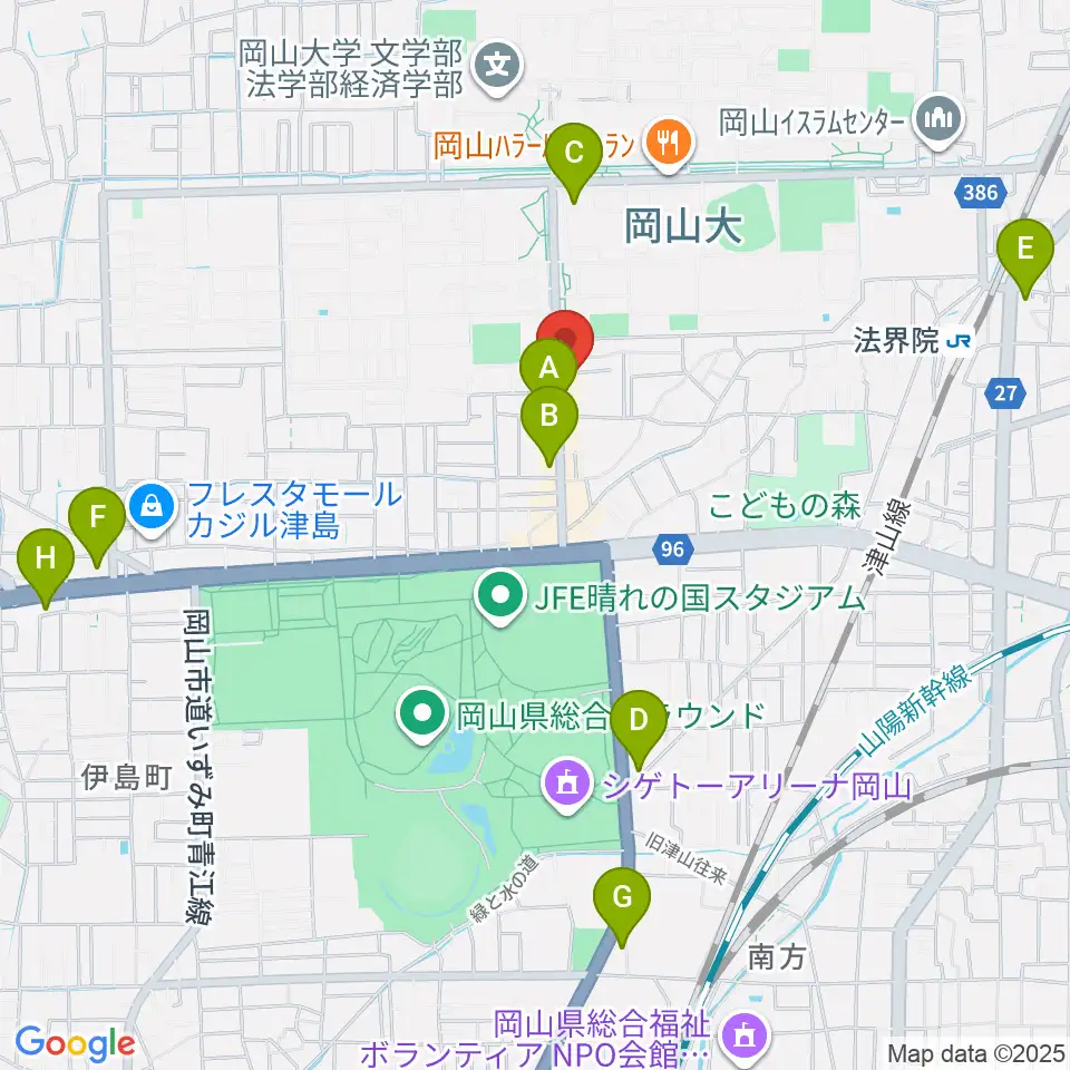 岡山ペパーランド周辺のコンビニエンスストア一覧地図