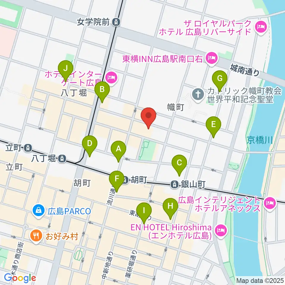 広島CAVE-BE周辺のコンビニエンスストア一覧地図