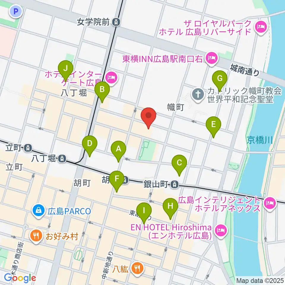 広島CAVE-BE周辺のコンビニエンスストア一覧地図