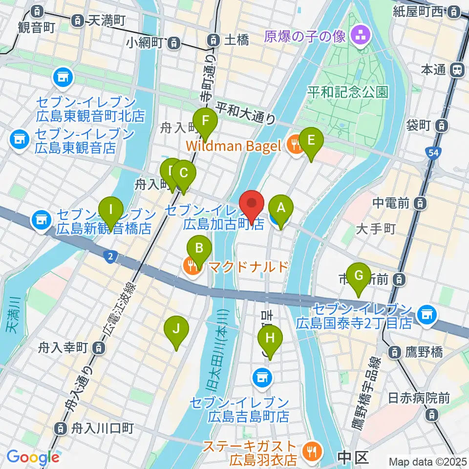 広島JMSアステールプラザ周辺のコンビニエンスストア一覧地図