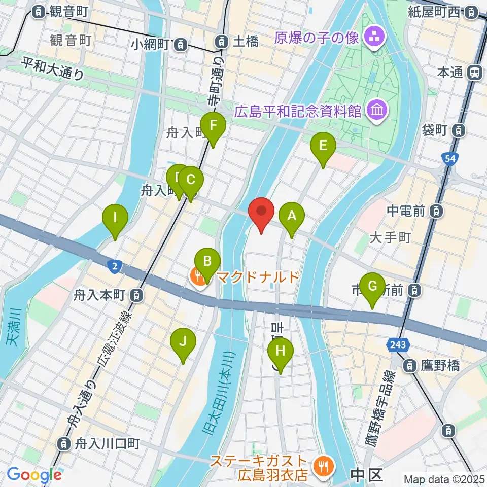 広島JMSアステールプラザ周辺のコンビニエンスストア一覧地図