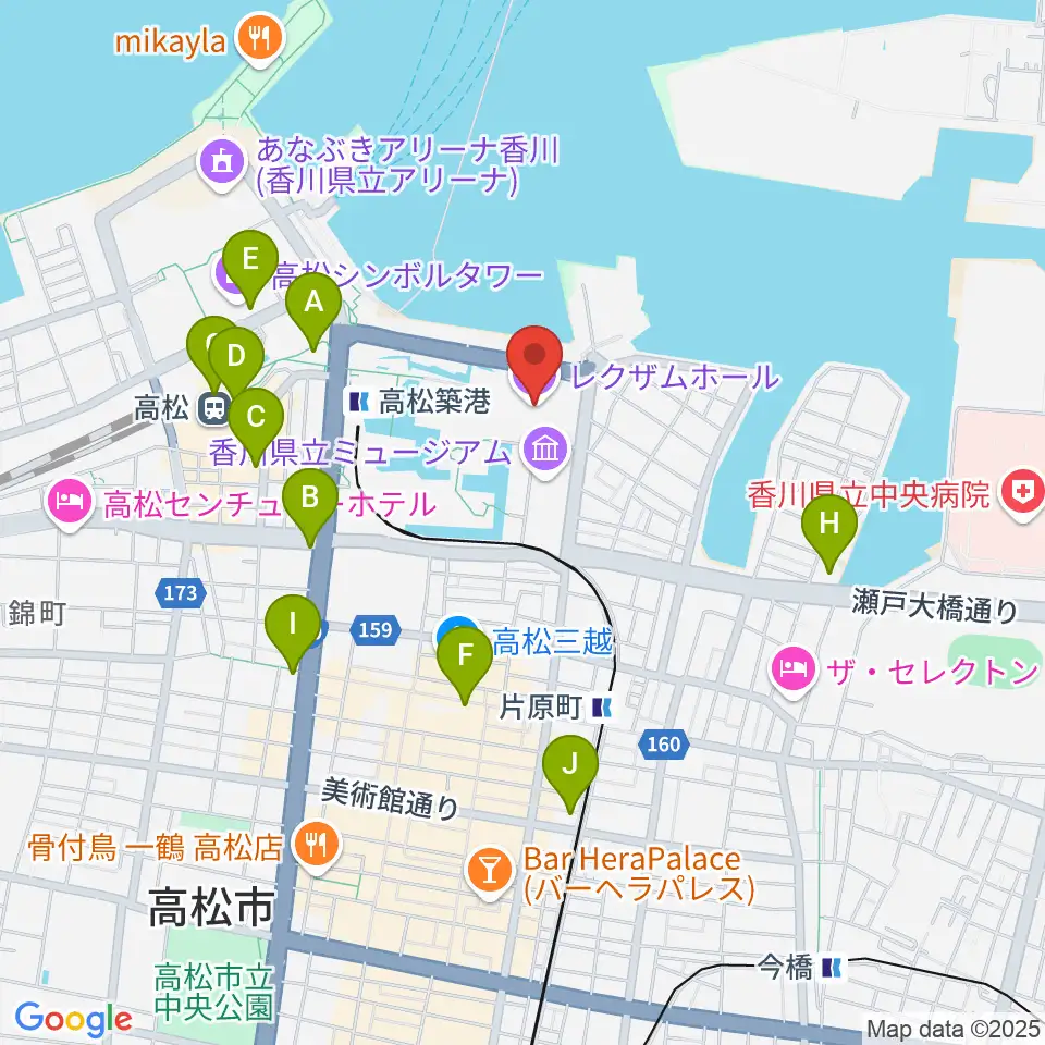 香川レクザムホール周辺のコンビニエンスストア一覧地図