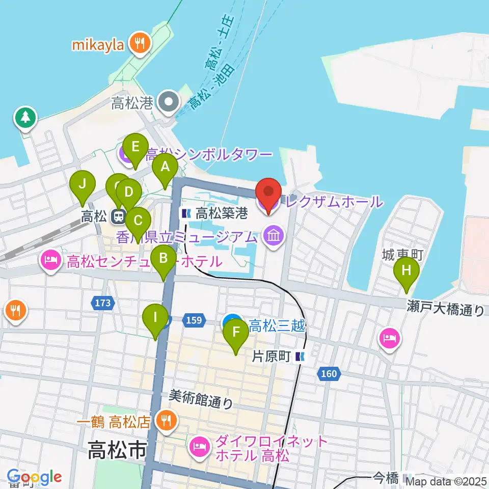 レクザムホール周辺のコンビニエンスストア一覧地図