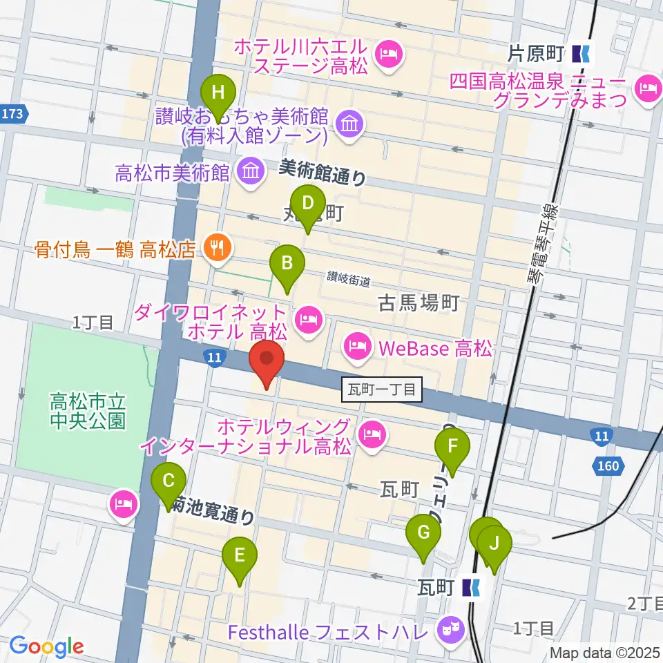 高松DIME周辺のコンビニエンスストア一覧地図