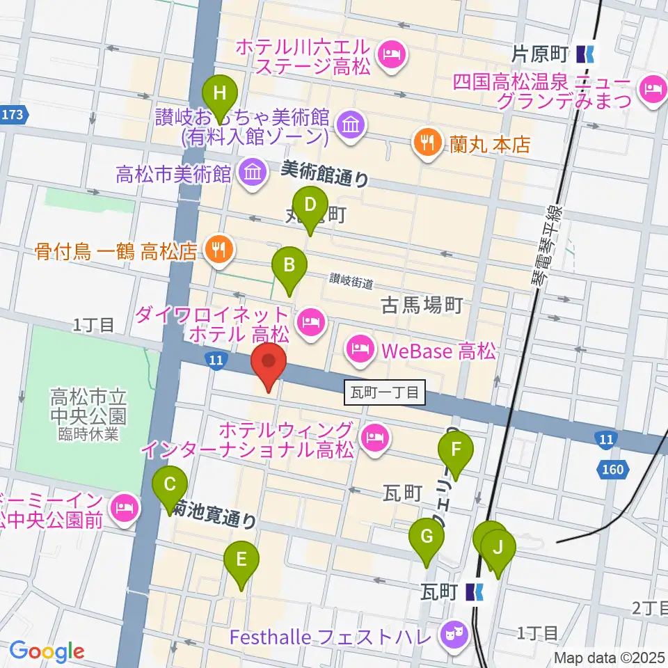 高松DIME周辺のコンビニエンスストア一覧地図