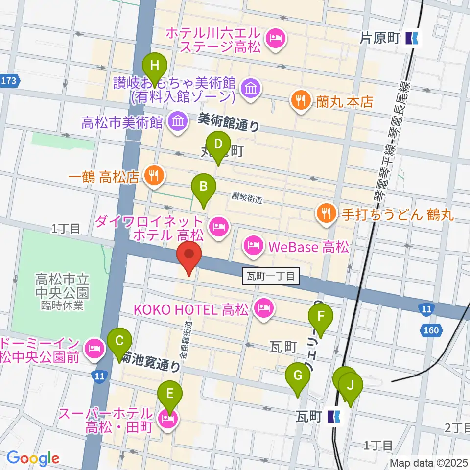 高松DIME周辺のコンビニエンスストア一覧地図