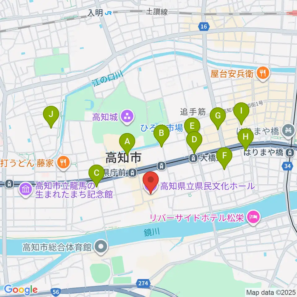 新来島高知重工ホール周辺のコンビニエンスストア一覧地図