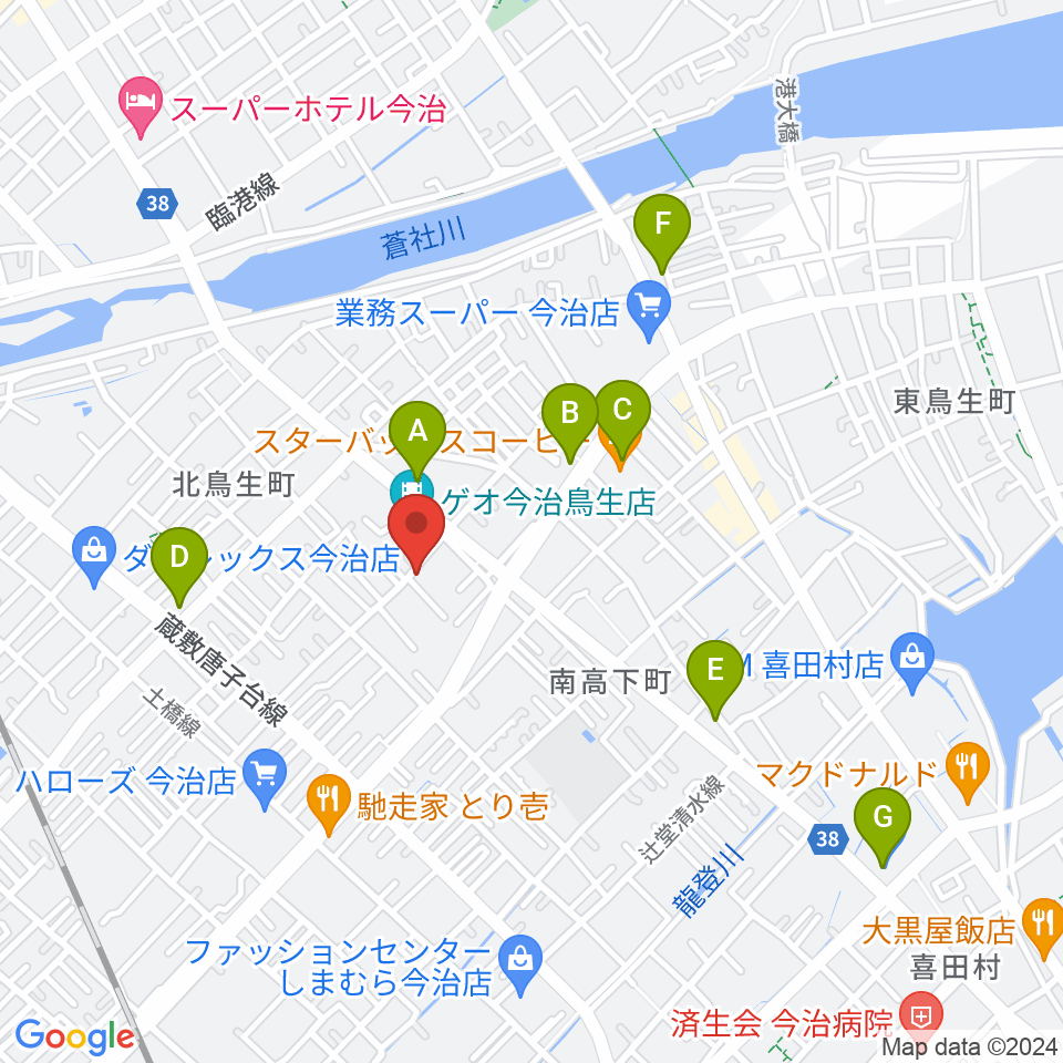 今治ジャムサウンズ周辺のコンビニエンスストア一覧地図