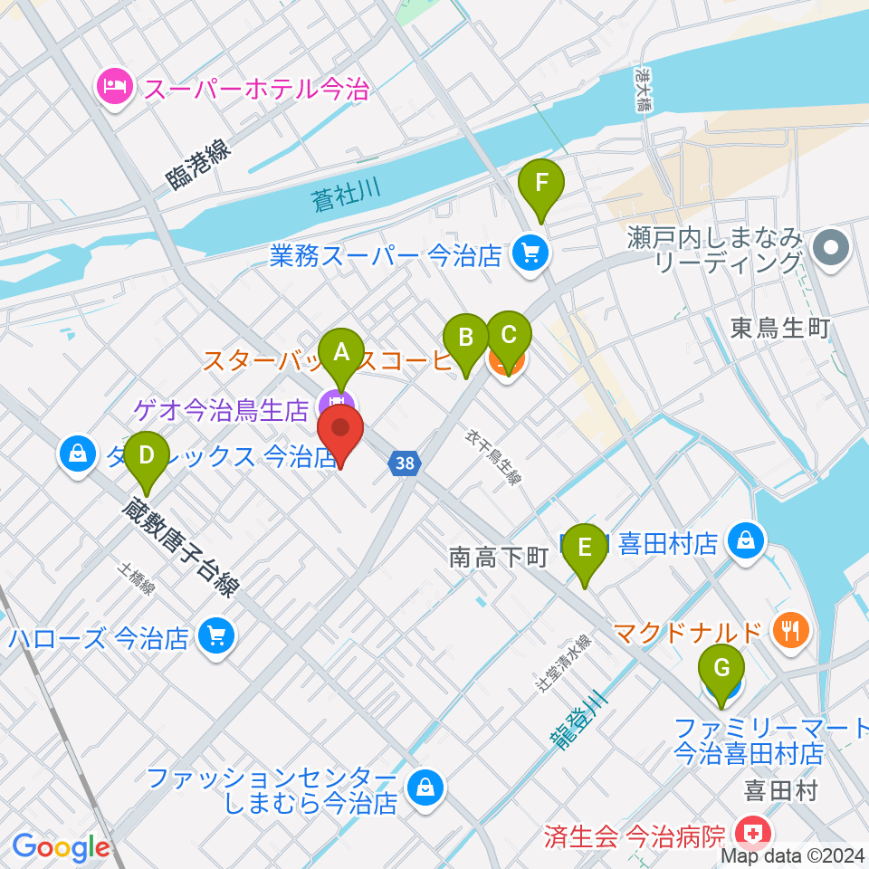 今治ジャムサウンズ周辺のコンビニエンスストア一覧地図