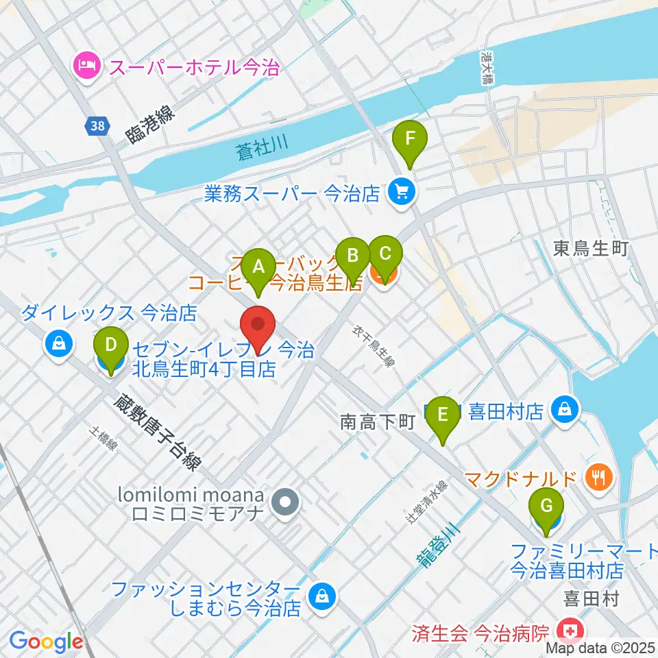 今治ジャムサウンズ周辺のコンビニエンスストア一覧地図