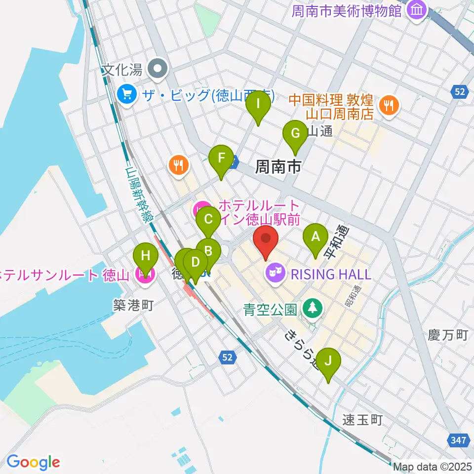 周南ライズ周辺のコンビニエンスストア一覧地図
