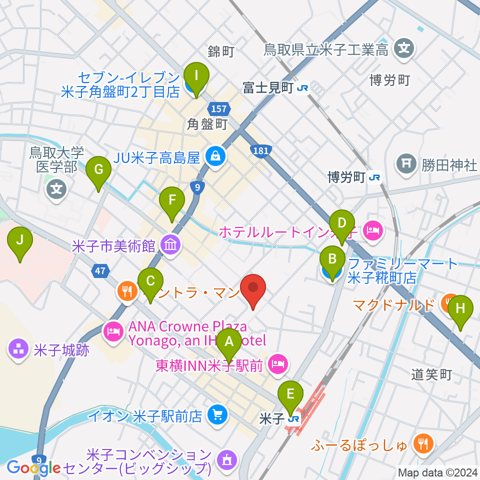 米子アズティックラフズ周辺のコンビニエンスストア一覧地図