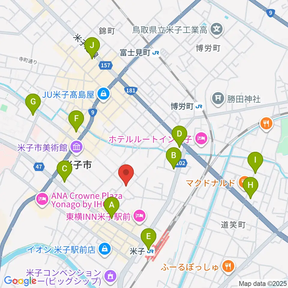 米子アズティックラフズ周辺のコンビニエンスストア一覧地図