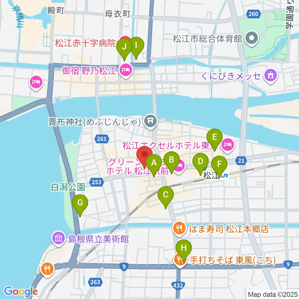 松江B1周辺のコンビニエンスストア一覧地図