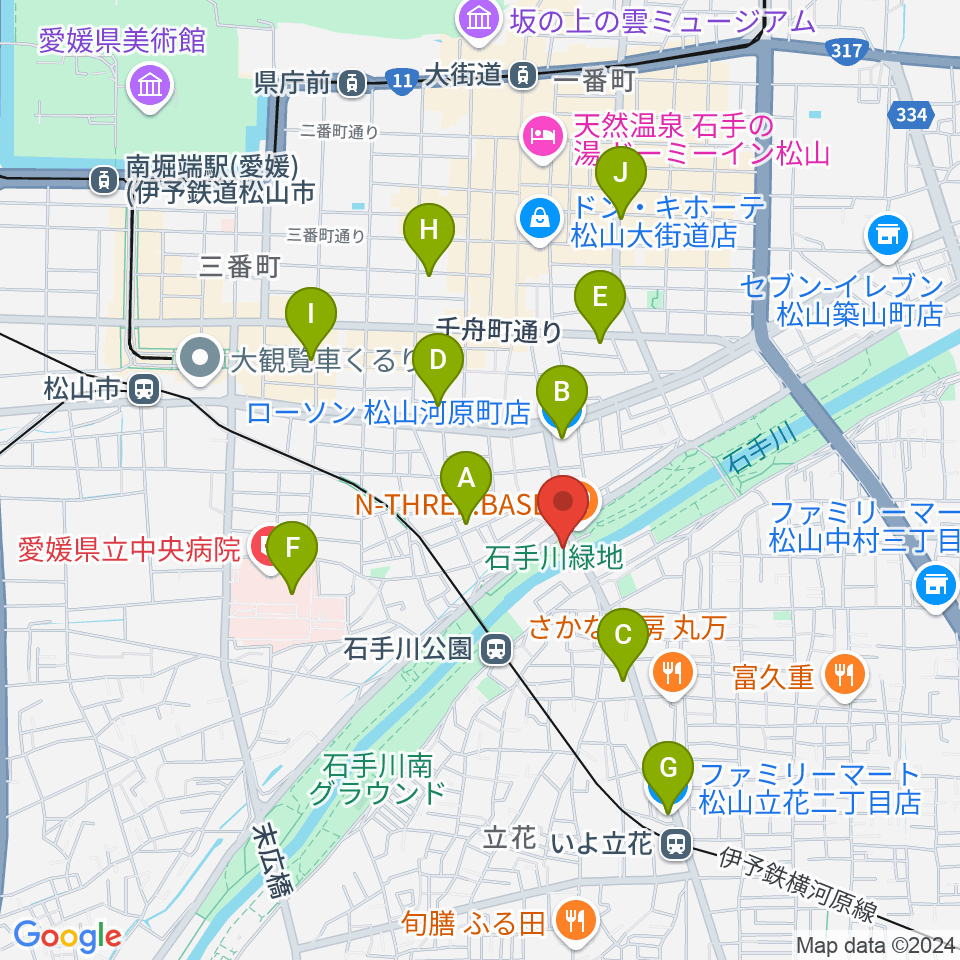 松山サロンキティ周辺のコンビニエンスストア一覧地図