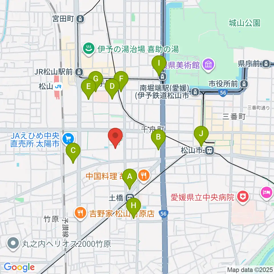 松山市総合コミュニティセンター周辺のコンビニエンスストア一覧地図