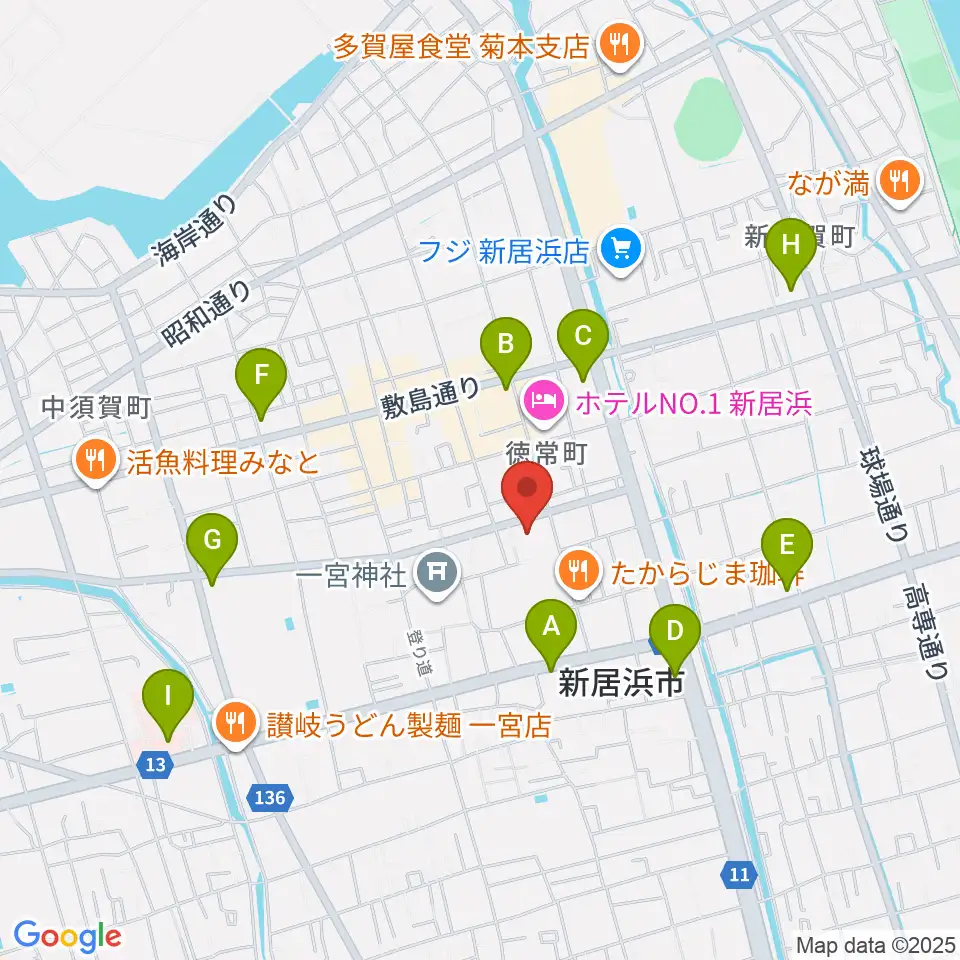 新居浜市市民文化センター周辺のコンビニエンスストア一覧地図