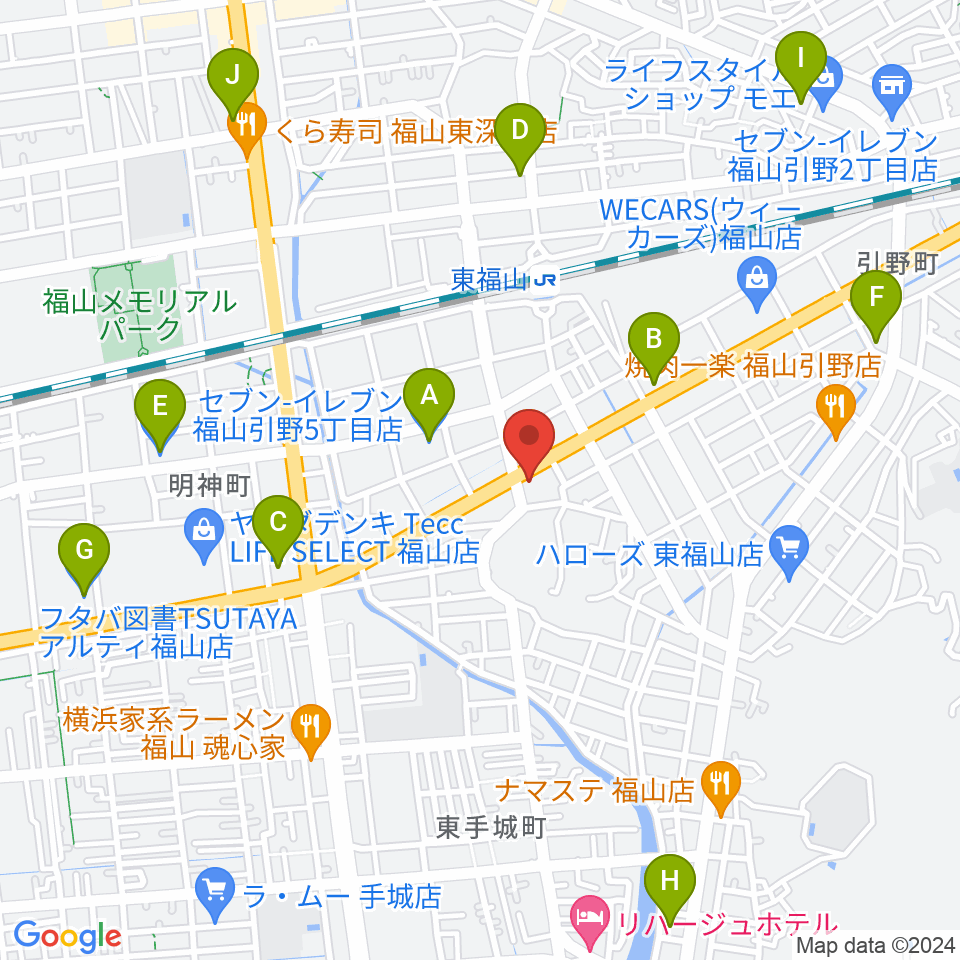 福山MUSIC FACTORY周辺のコンビニエンスストア一覧地図