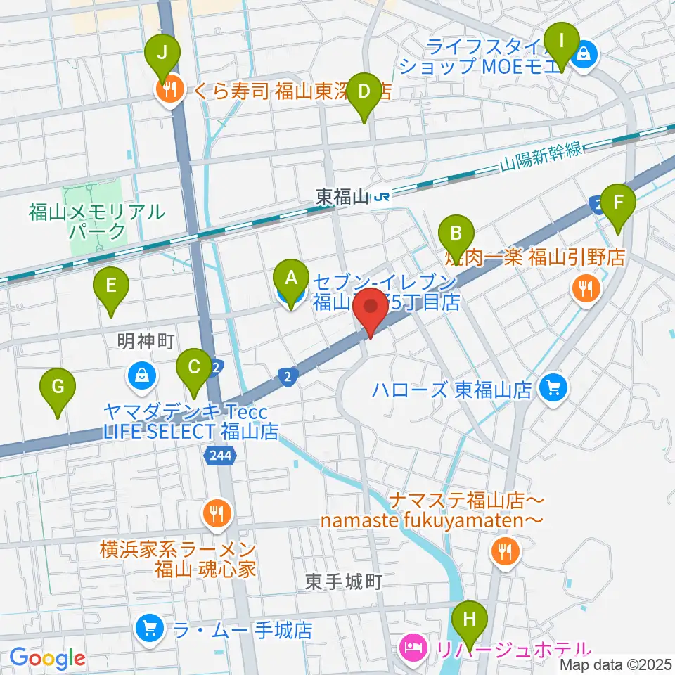 福山MUSIC FACTORY周辺のコンビニエンスストア一覧地図