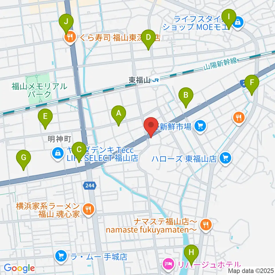 福山MUSIC FACTORY周辺のコンビニエンスストア一覧地図