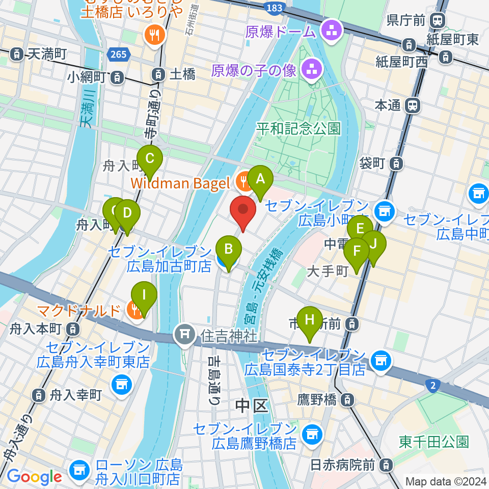 広島オーティス周辺のコンビニエンスストア一覧地図