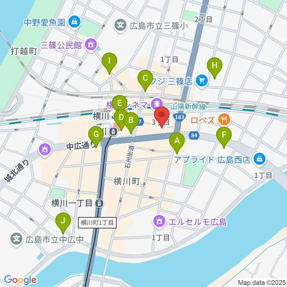横川アップルジャム周辺のコンビニエンスストア一覧地図