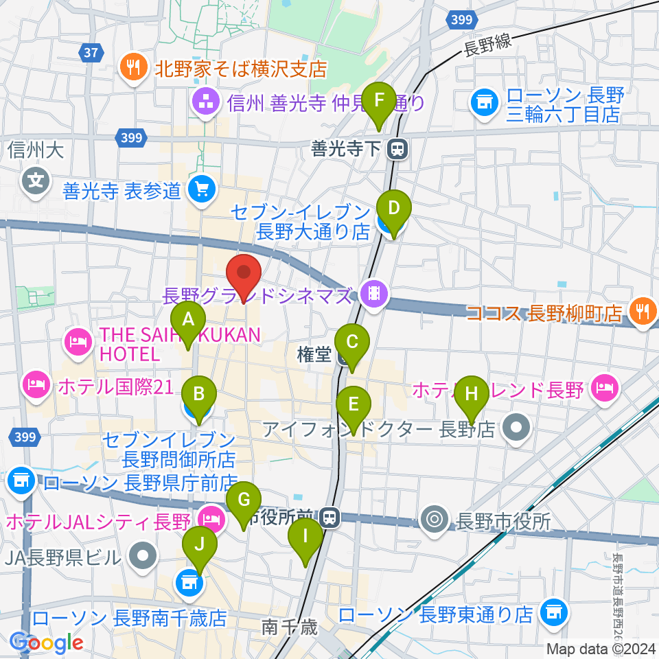 権堂ネオンホール周辺のコンビニエンスストア一覧地図