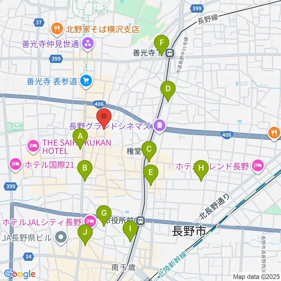 権堂ネオンホール周辺のコンビニエンスストア一覧地図