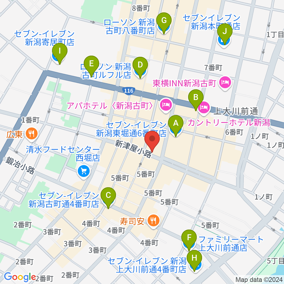 新潟GOLDEN PIGS周辺のコンビニエンスストア一覧地図