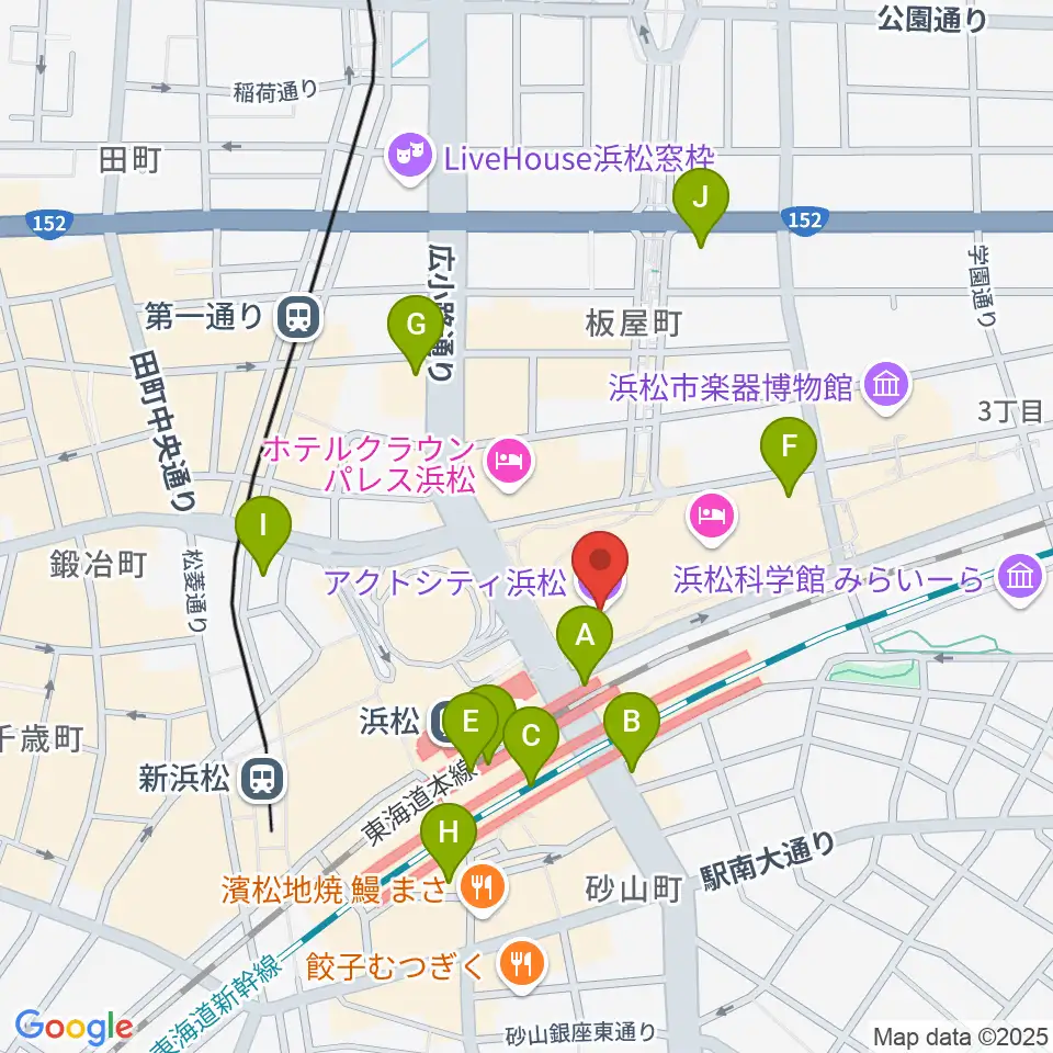 アクトシティ浜松周辺のコンビニエンスストア一覧地図