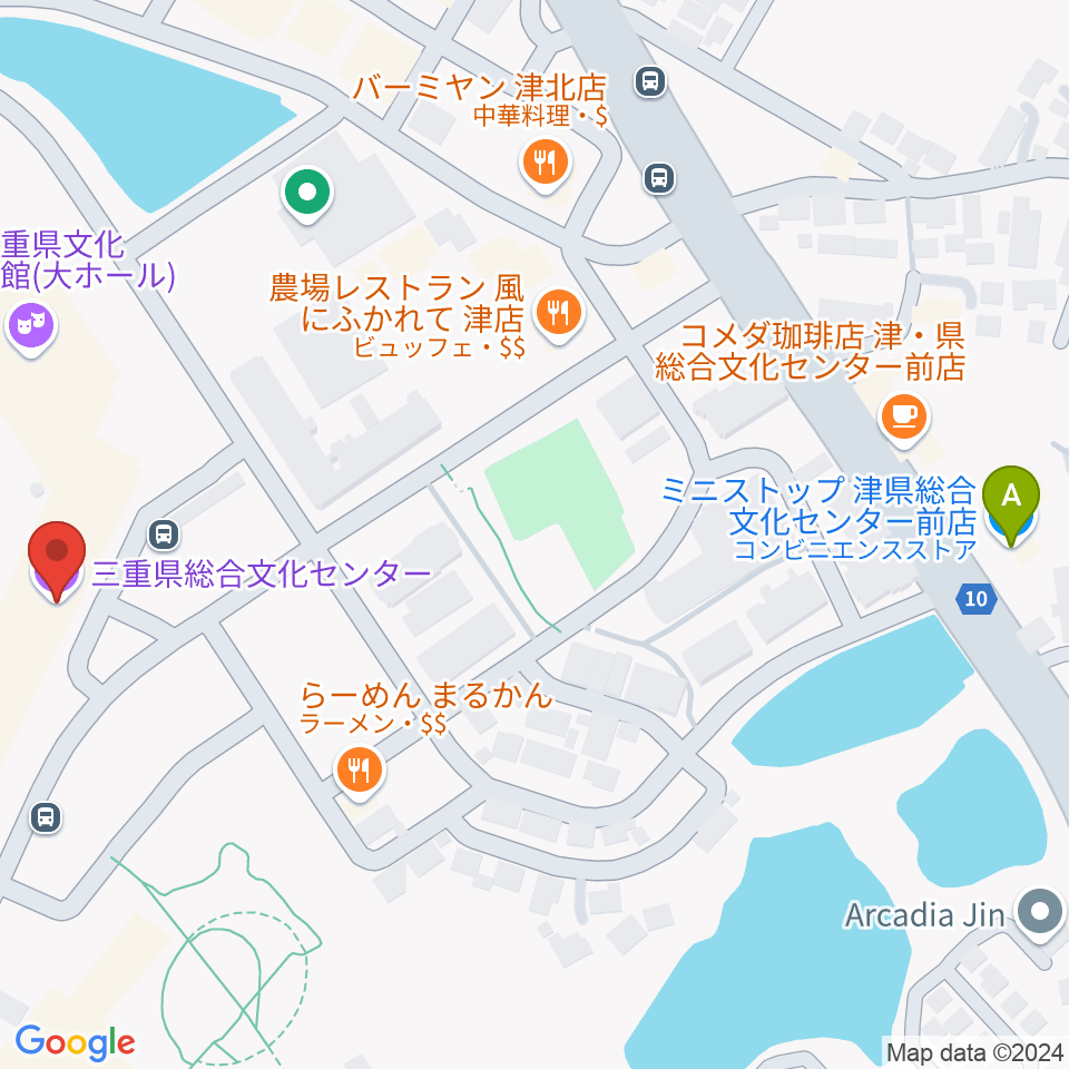 三重県総合文化センター 三重県文化会館周辺のコンビニエンスストア一覧地図