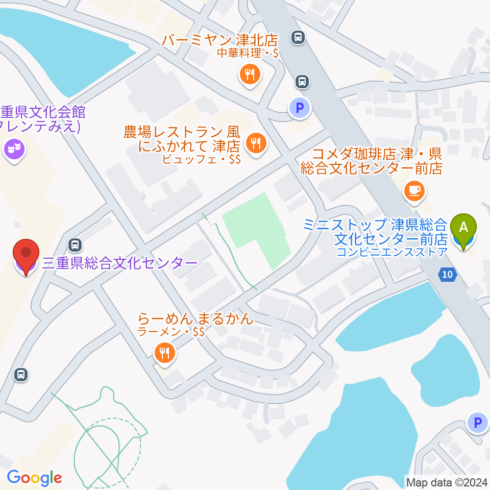 三重県総合文化センター 三重県文化会館周辺のコンビニエンスストア一覧地図