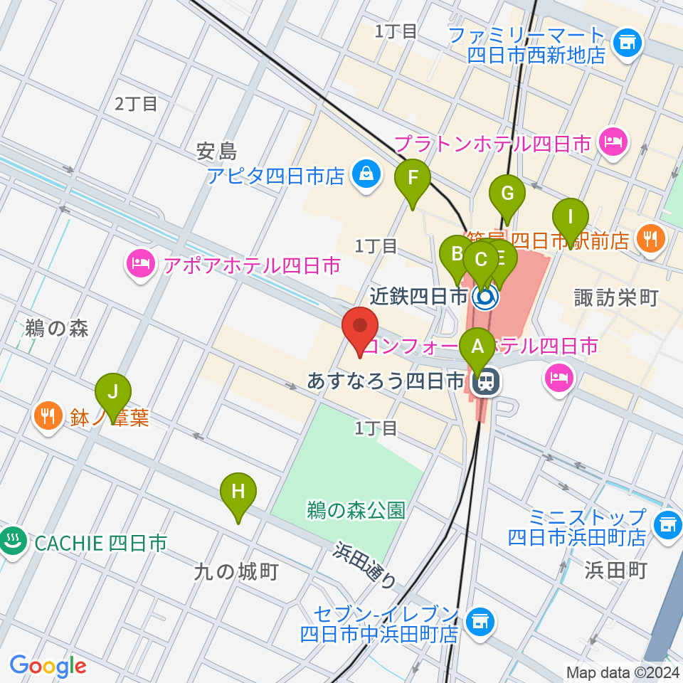 四日市CLUB CHAOS周辺のコンビニエンスストア一覧地図