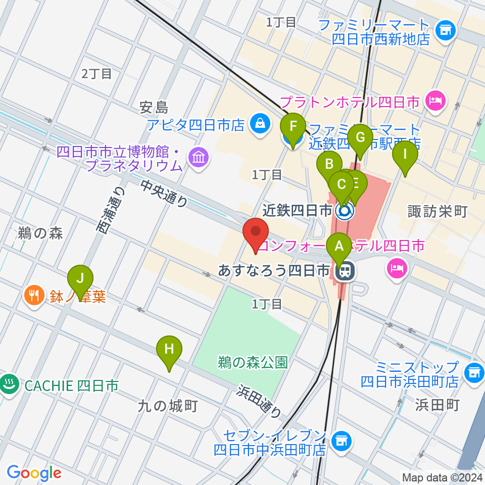 四日市CLUB CHAOS周辺のコンビニエンスストア一覧地図