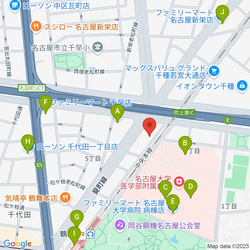 鶴舞DAYTRIP周辺のコンビニエンスストア一覧地図