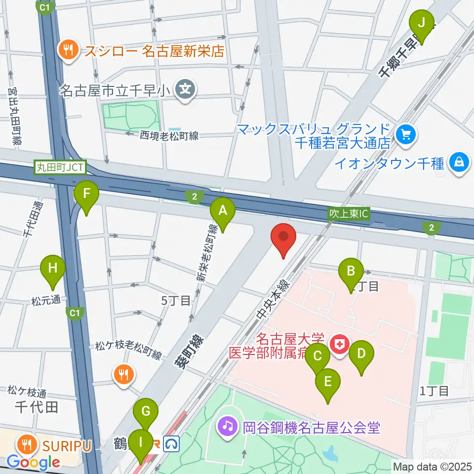 鶴舞DAYTRIP周辺のコンビニエンスストア一覧地図