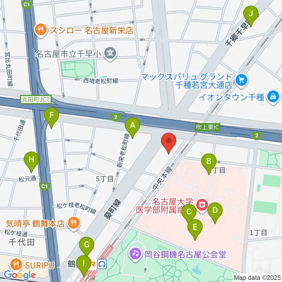 鶴舞DAYTRIP周辺のコンビニエンスストア一覧地図