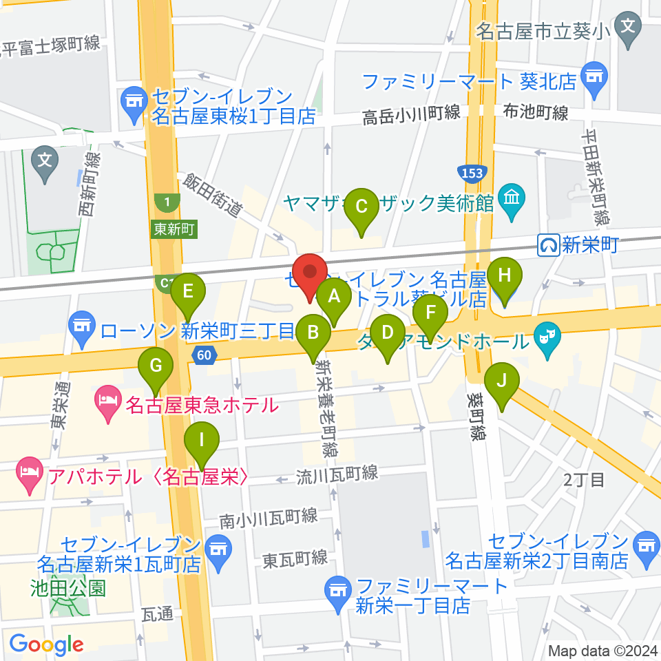 新栄DAYTRIVE周辺のコンビニエンスストア一覧地図