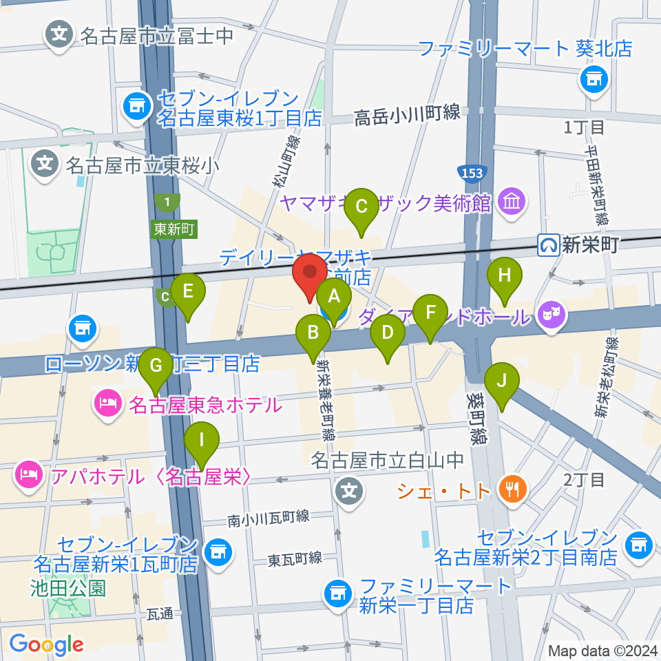 新栄DAYTRIVE周辺のコンビニエンスストア一覧地図