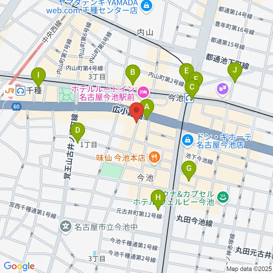 今池TOKUZO周辺のコンビニエンスストア一覧地図
