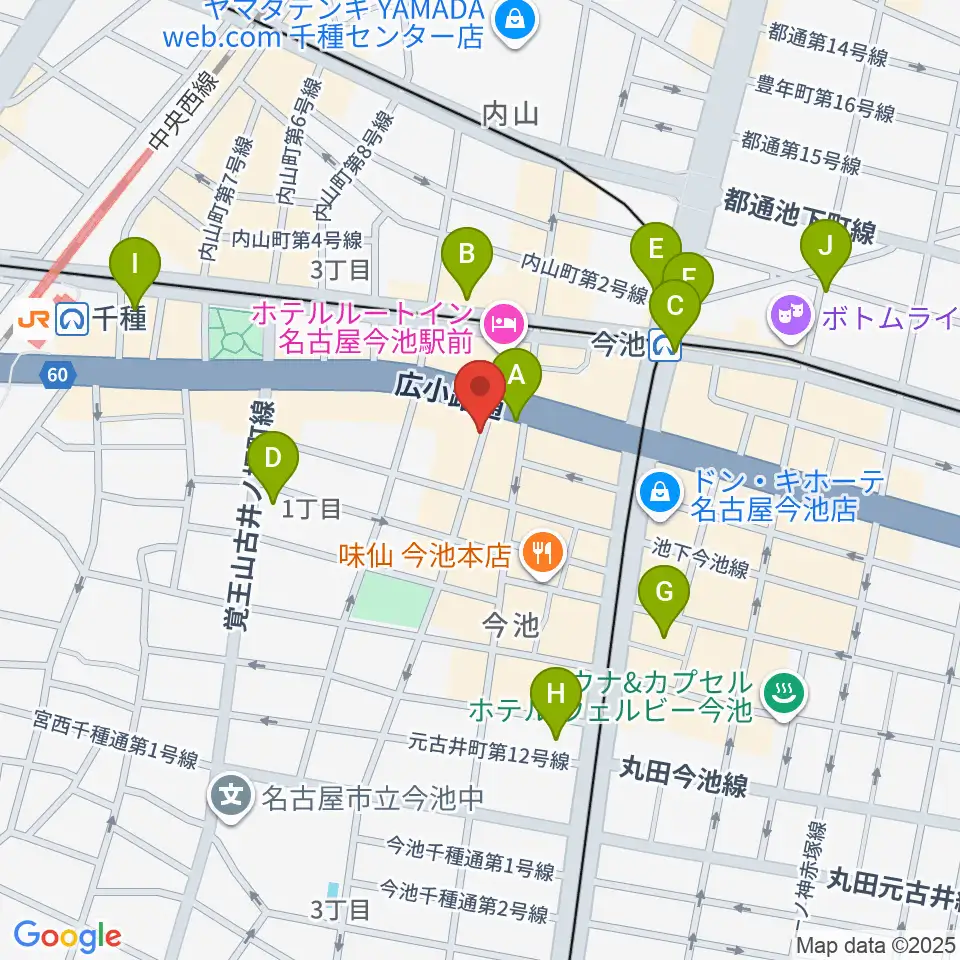 今池TOKUZO周辺のコンビニエンスストア一覧地図