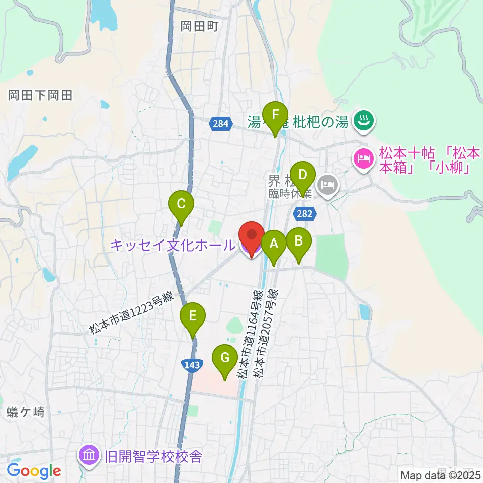 キッセイ文化ホール周辺のコンビニエンスストア一覧地図