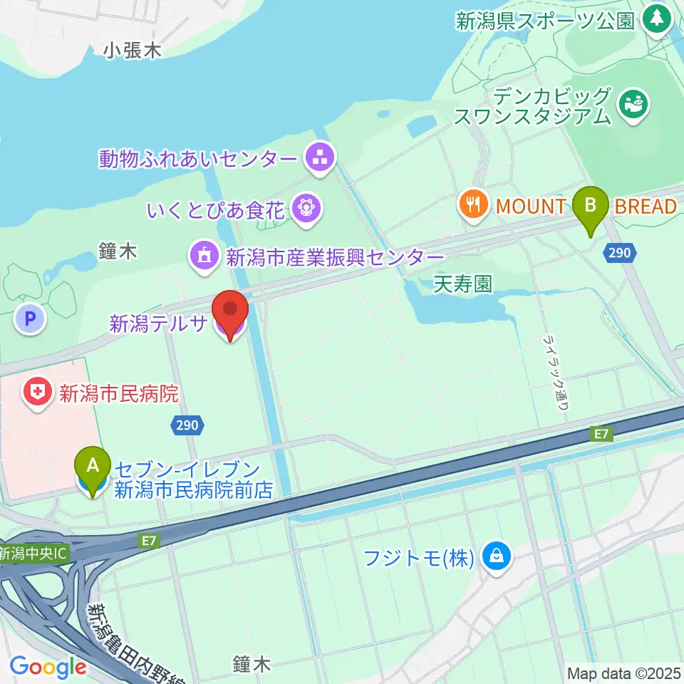 新潟テルサ周辺のコンビニエンスストア一覧地図