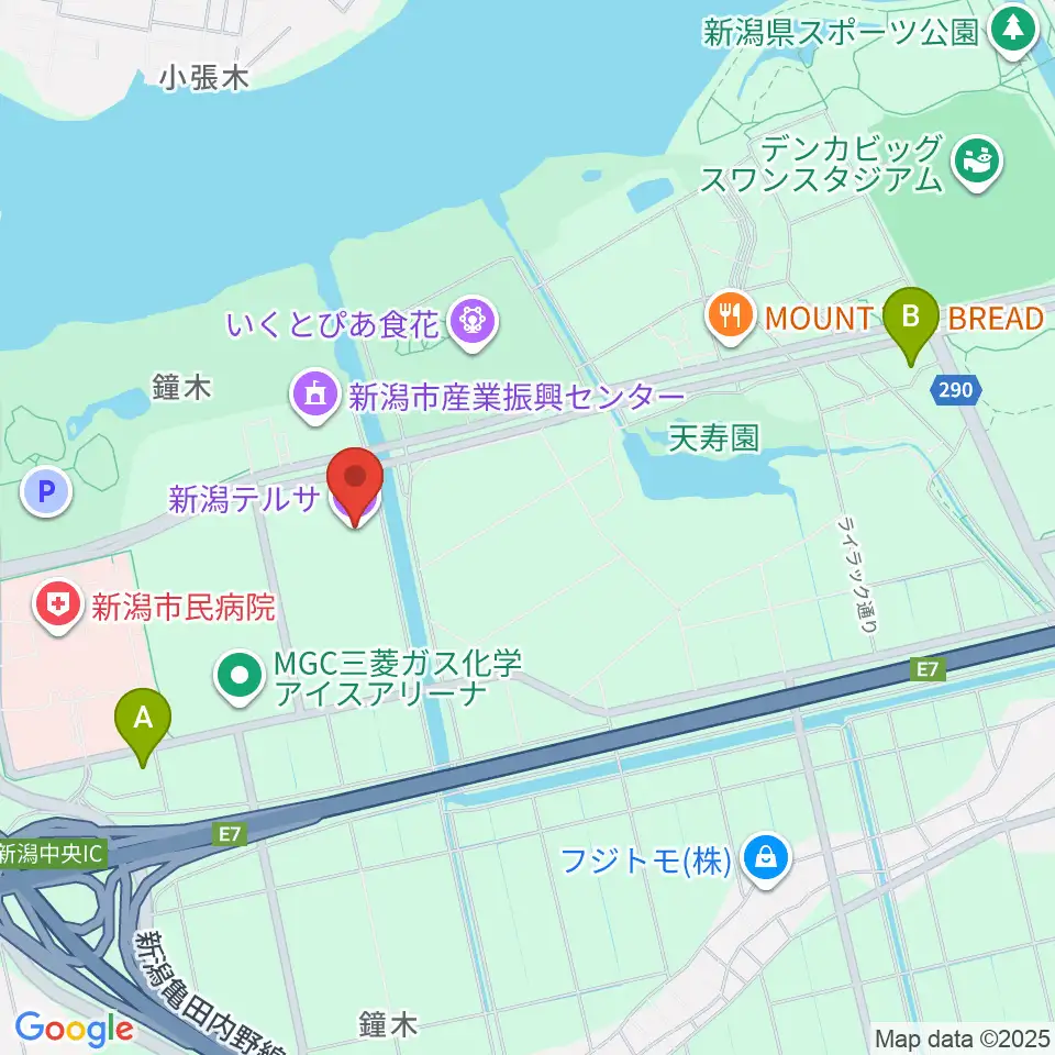 新潟テルサ周辺のコンビニエンスストア一覧地図
