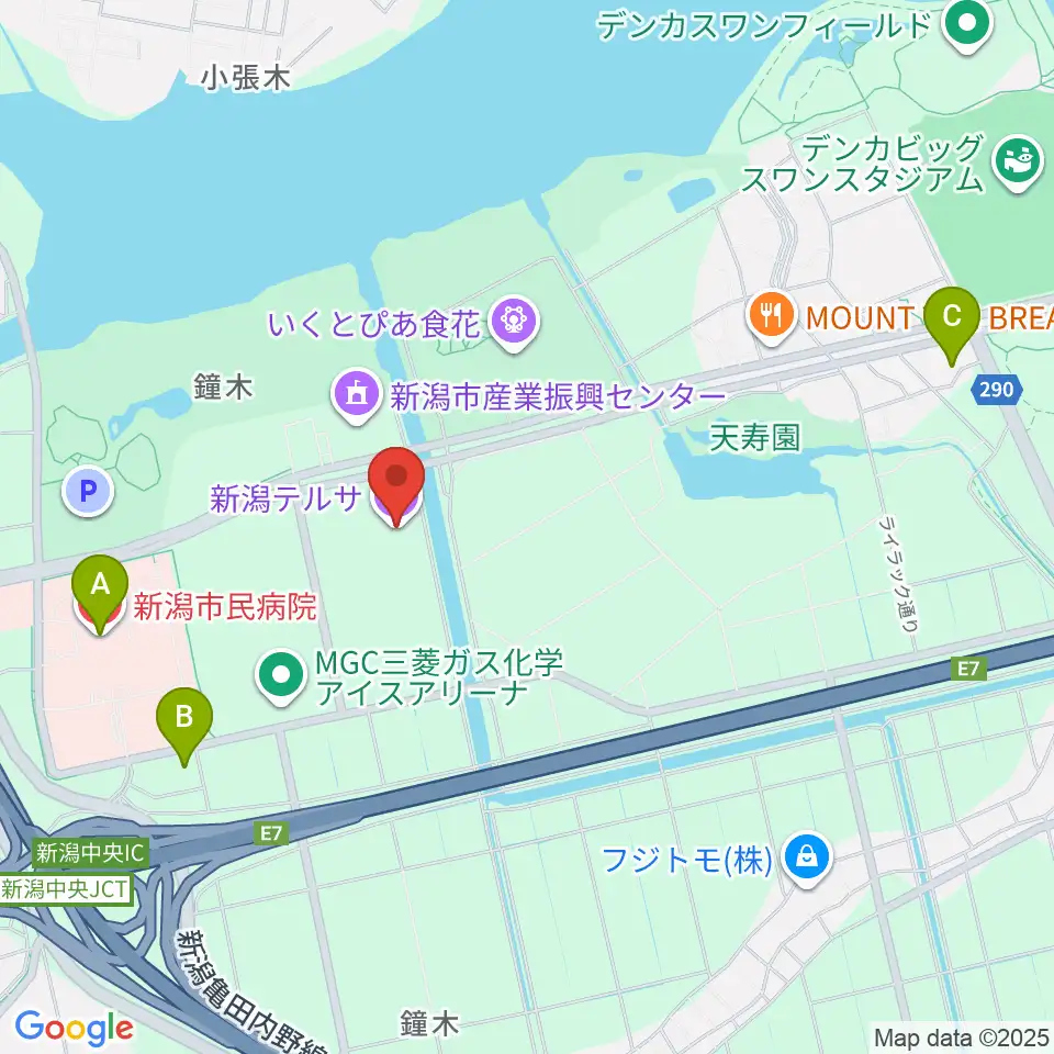 新潟テルサ周辺のコンビニエンスストア一覧地図