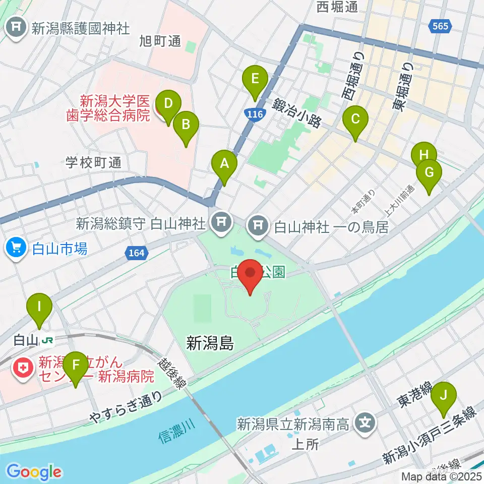 新潟県民会館周辺のコンビニエンスストア一覧地図