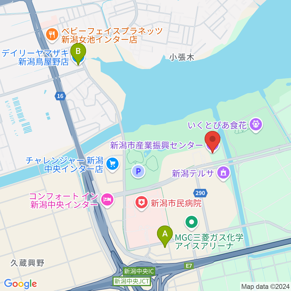 新潟市産業振興センター周辺のコンビニエンスストア一覧地図