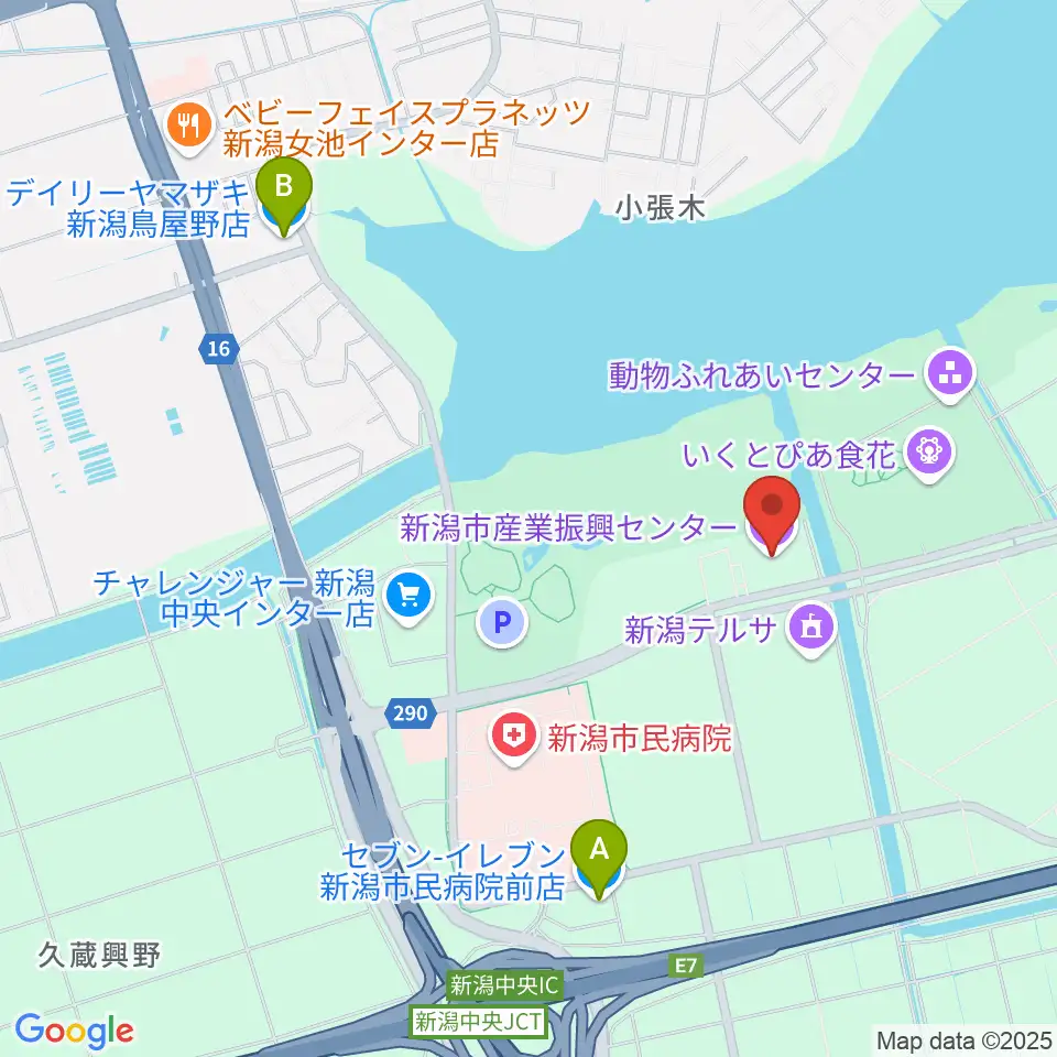 新潟市産業振興センター周辺のコンビニエンスストア一覧地図