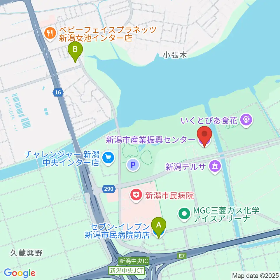 新潟市産業振興センター周辺のコンビニエンスストア一覧地図